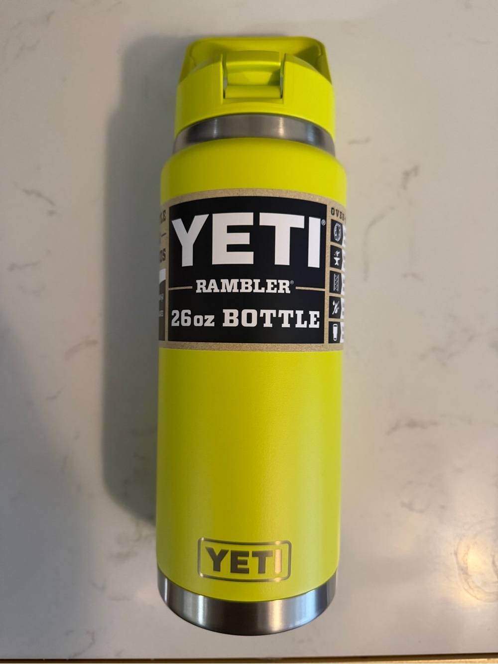 Yeti Rambler Bottle in Bright Yellow with Stainless Accents